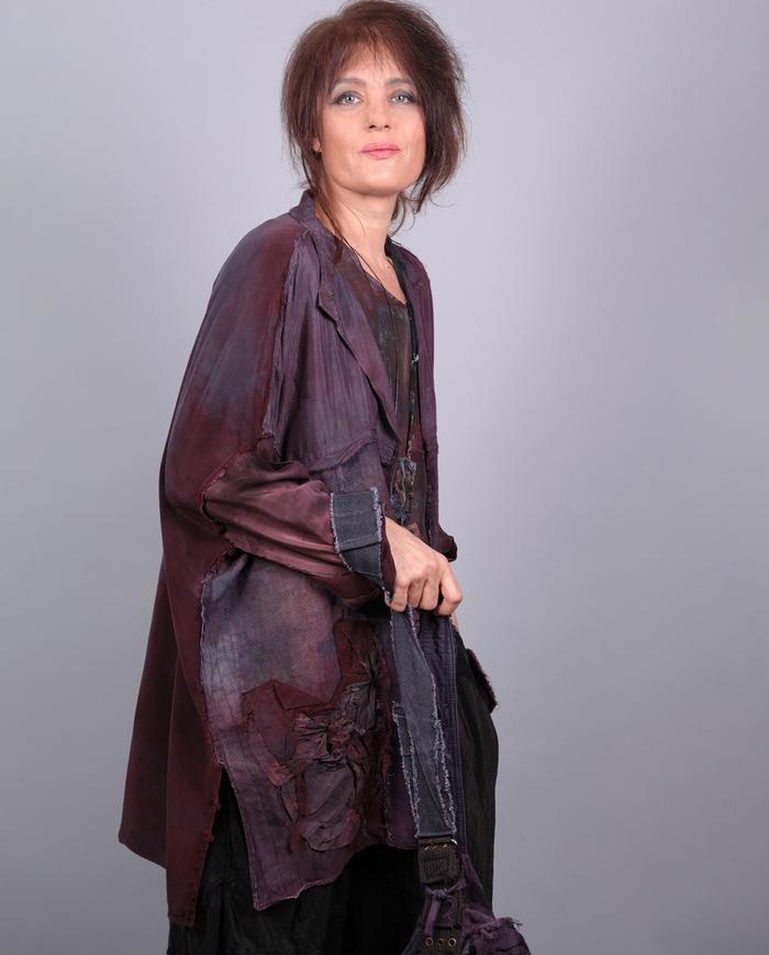 'the many shades of wine' drapey one size lagenlook silk jacket