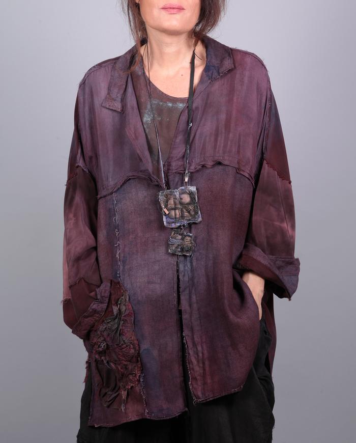 'the many shades of wine' drapey one size lagenlook silk jacket
