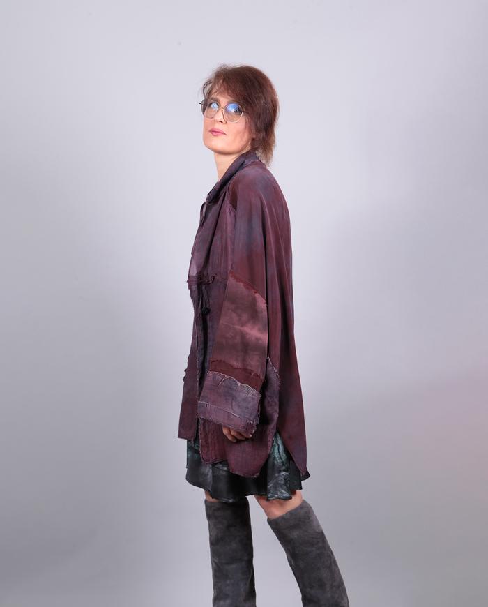 'the many shades of wine' drapey one size lagenlook silk jacket