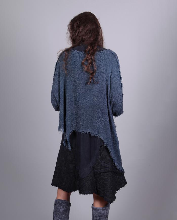 asymmetrical woven boucle bohemian layering top 