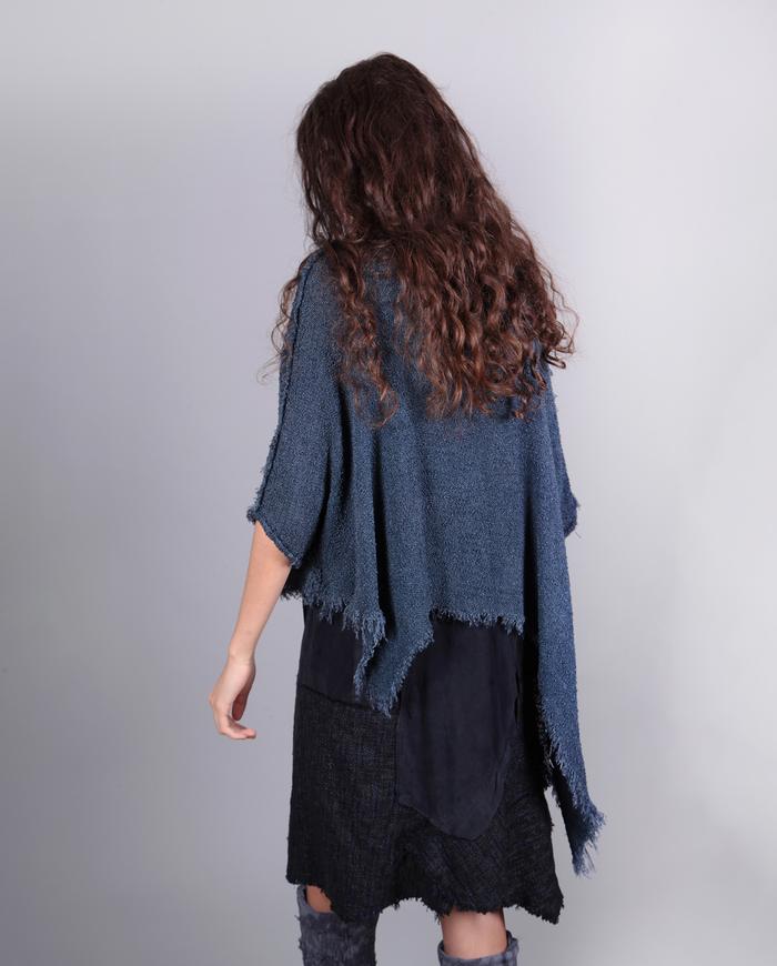 asymmetrical woven boucle bohemian layering top 