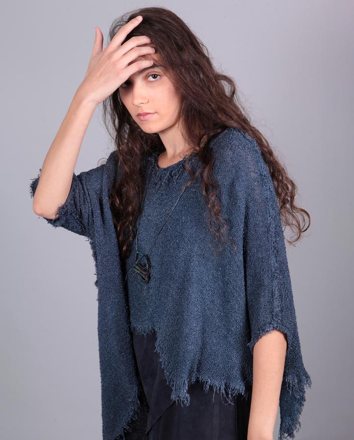 asymmetrical woven boucle bohemian layering top 