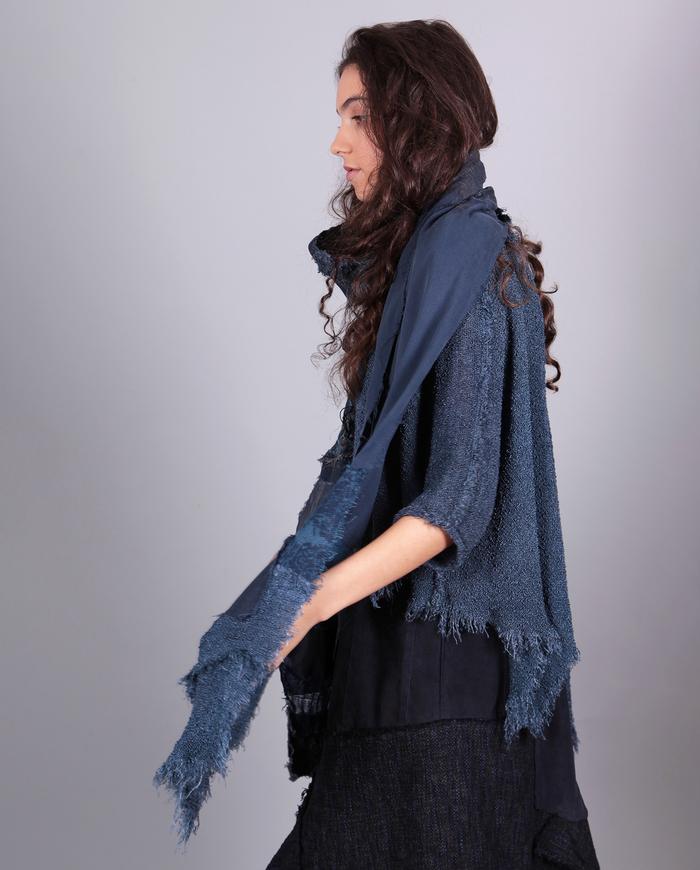 asymmetrical woven boucle bohemian layering top 