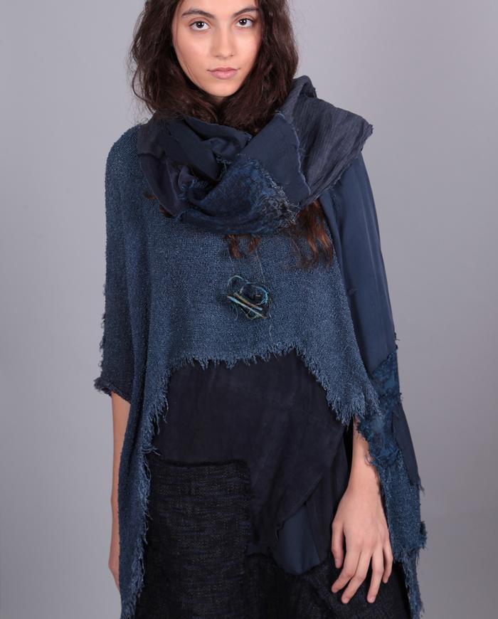 asymmetrical woven boucle bohemian layering top 