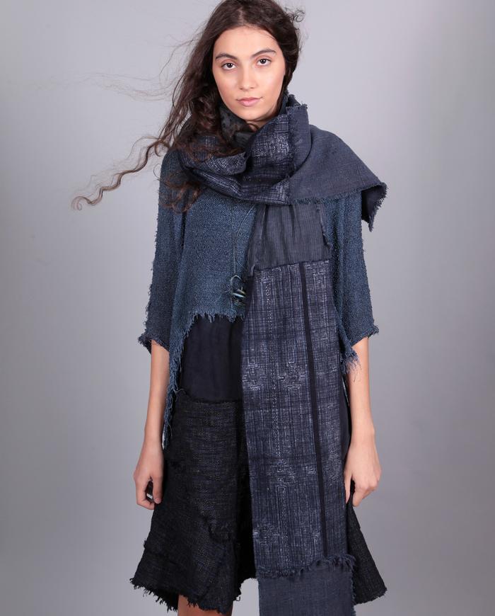 extra long patchwork indigo scarf