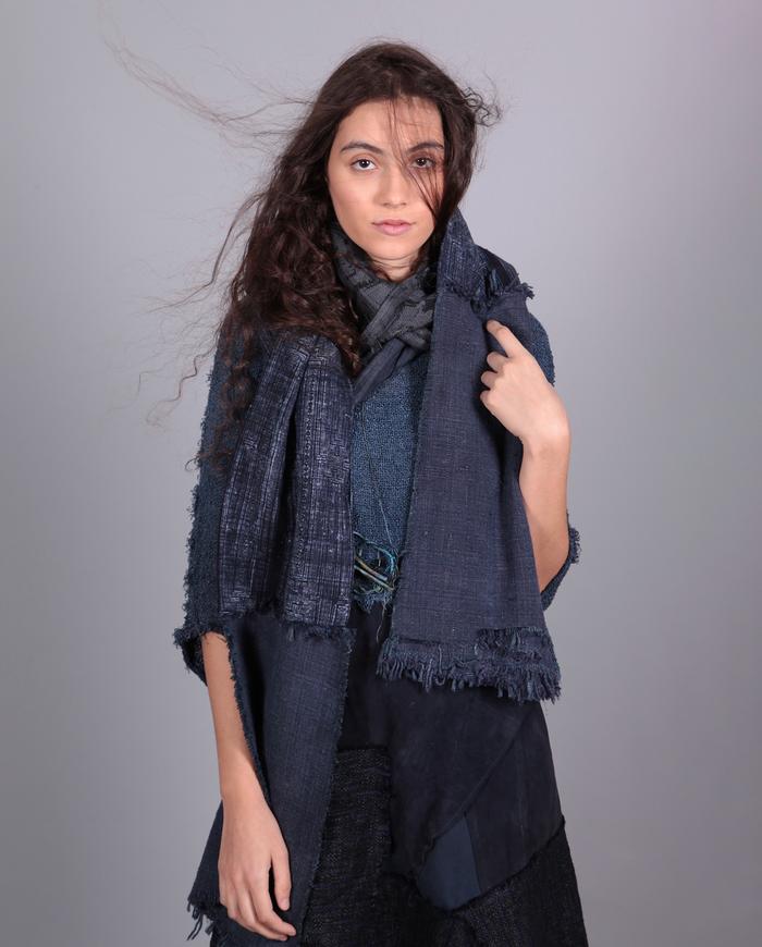 extra long patchwork indigo scarf