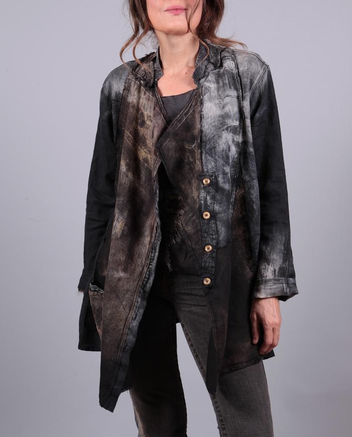 'Irish wonder' distressed loose-fitting linen jacket