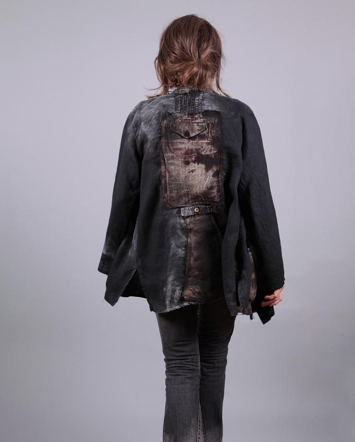 'Irish wonder' distressed loose-fitting linen jacket