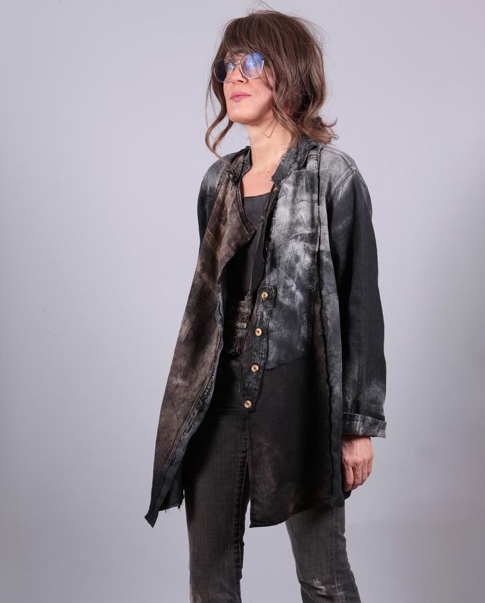 'Irish wonder' distressed loose-fitting linen jacket