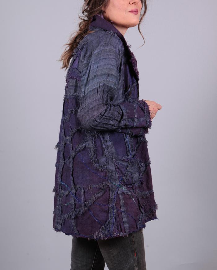 'purple reflection' detailed mixed fabrics appliqué jacket