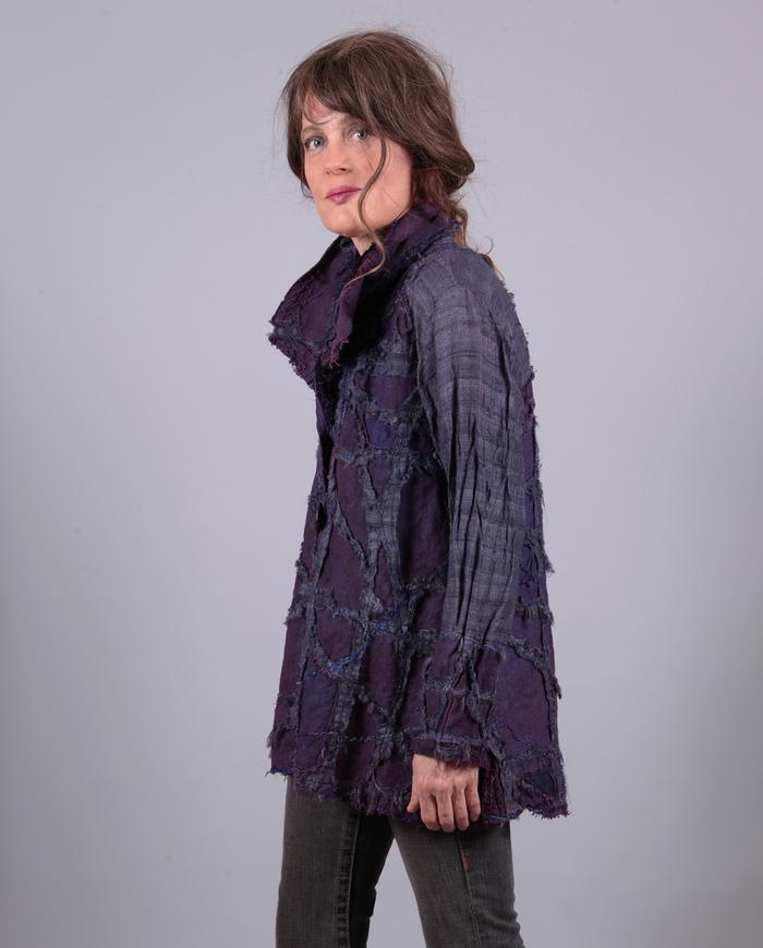 'purple reflection' detailed mixed fabrics appliqué jacket