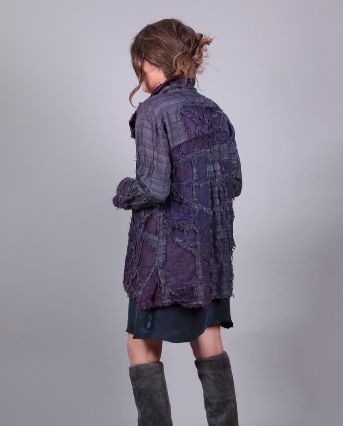 'purple reflection' detailed mixed fabrics appliqué jacket