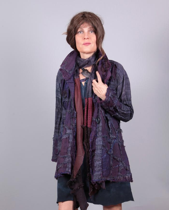 'purple reflection' detailed mixed fabrics appliqué jacket