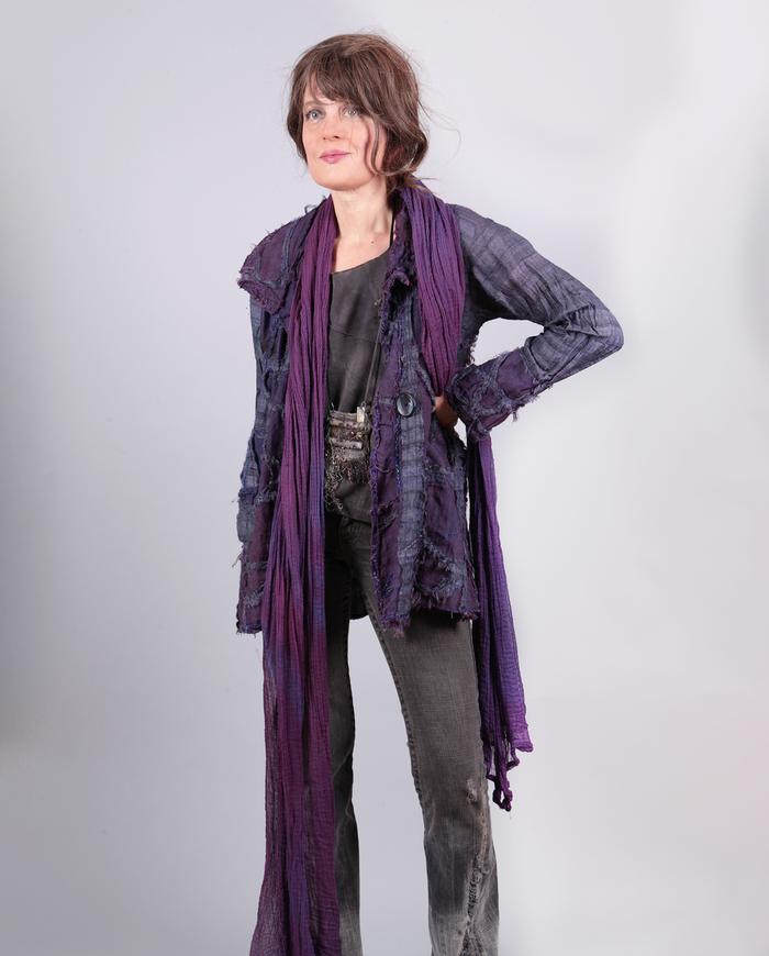 'purple reflection' detailed mixed fabrics appliqué jacket