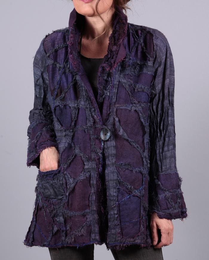 'purple reflection' detailed mixed fabrics appliqué jacket