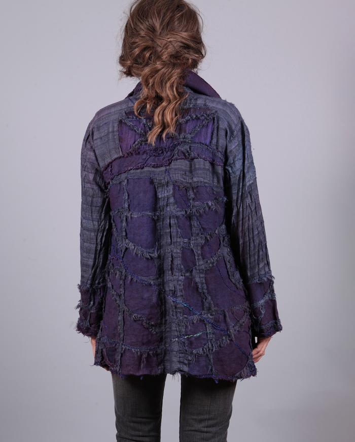 'purple reflection' detailed mixed fabrics appliqué jacket