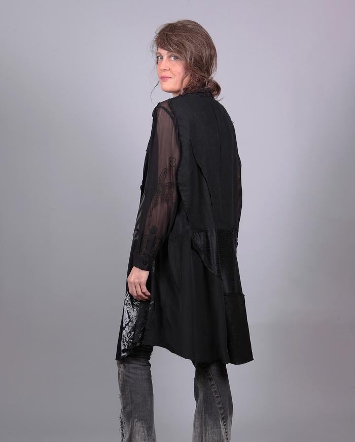 'black jumble' patchwork long jacket