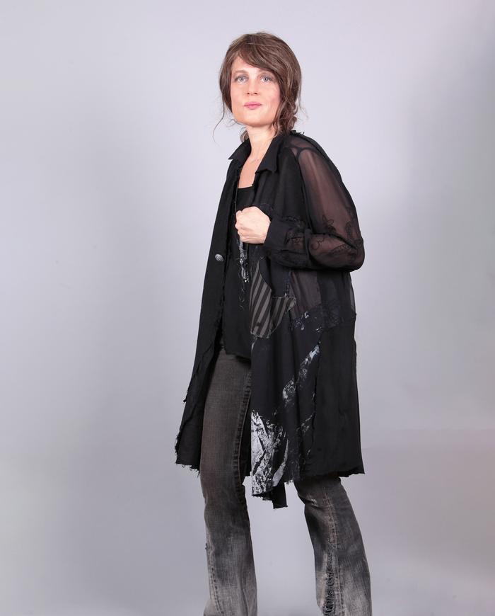 'black jumble' patchwork long jacket