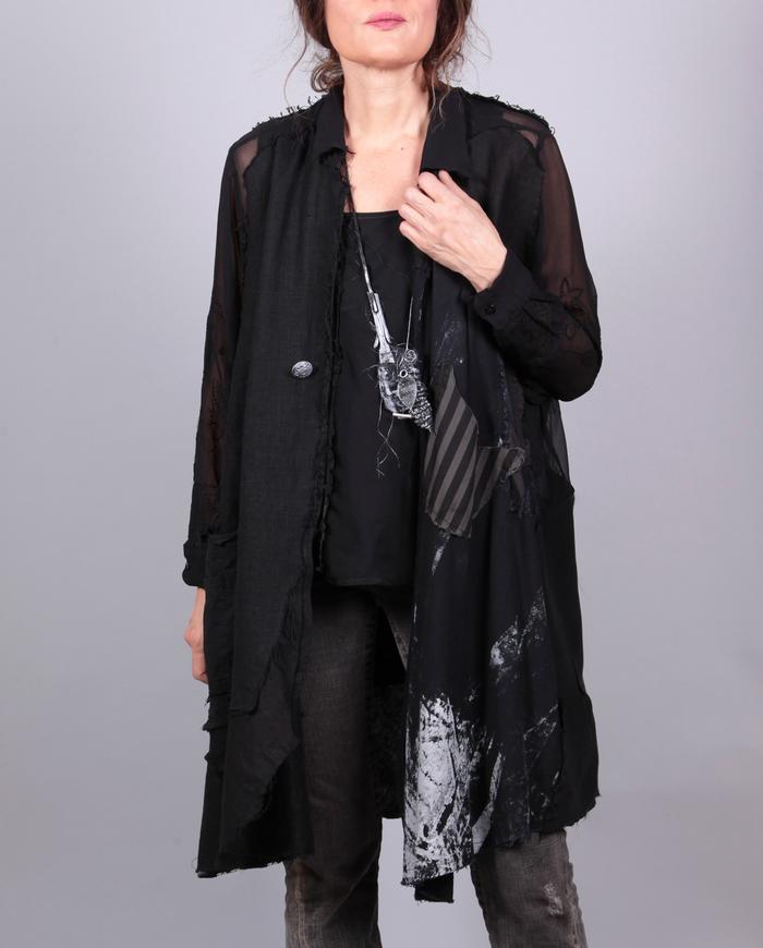 'black jumble' patchwork long jacket