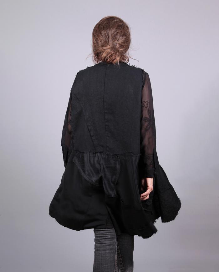 'black jumble' patchwork long jacket