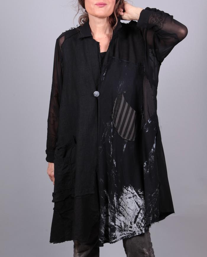 'black jumble' patchwork long jacket