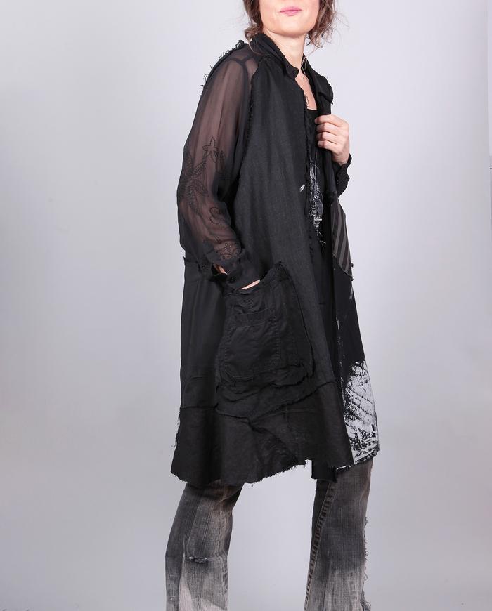 'black jumble' patchwork long jacket