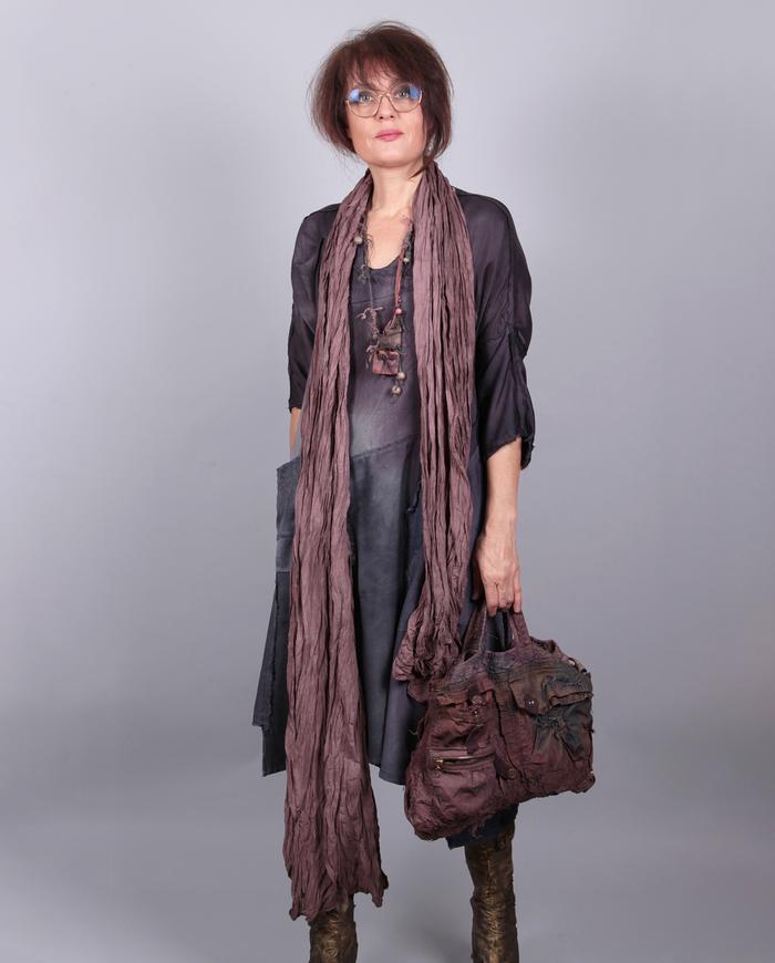 'purple haze' mixed silks asymmetrical dress
