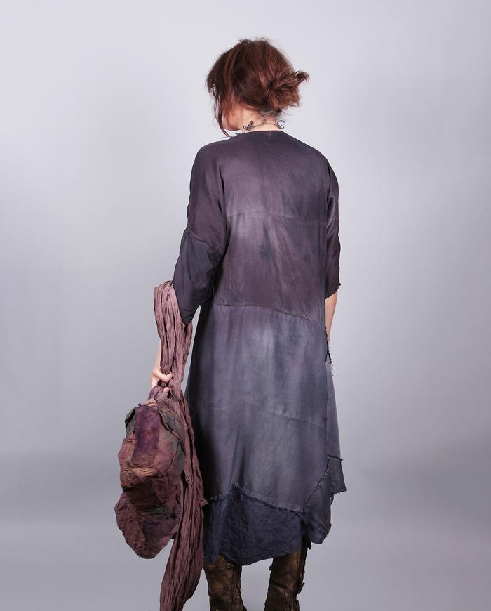 'purple haze' mixed silks asymmetrical dress