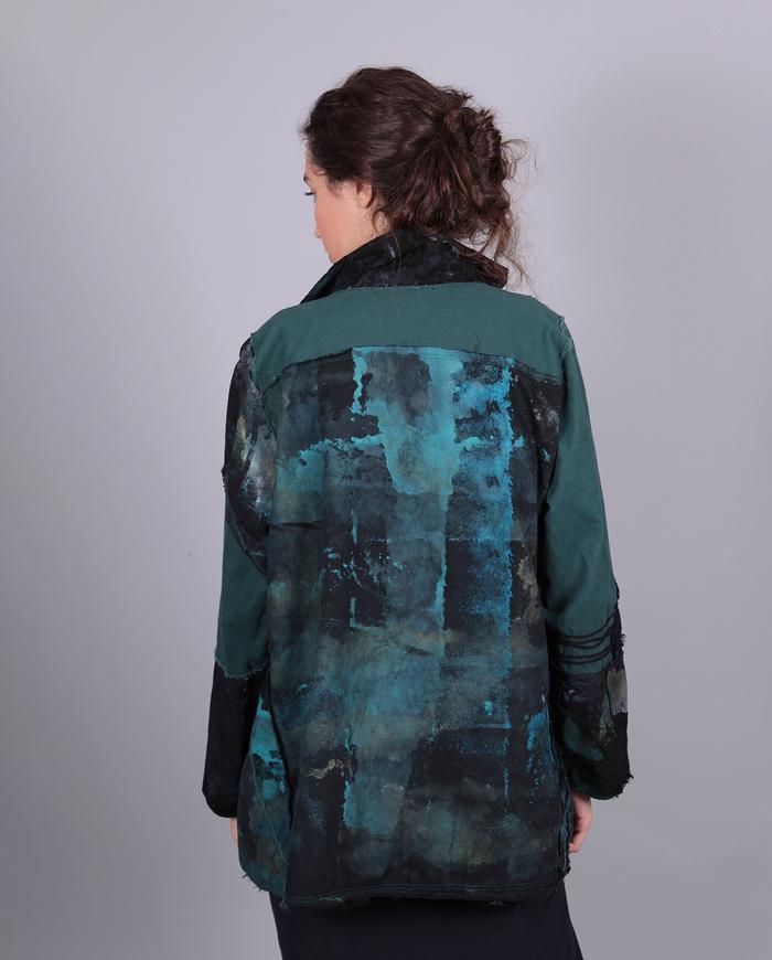 'blue sky over water' hand-painted cotton jacket