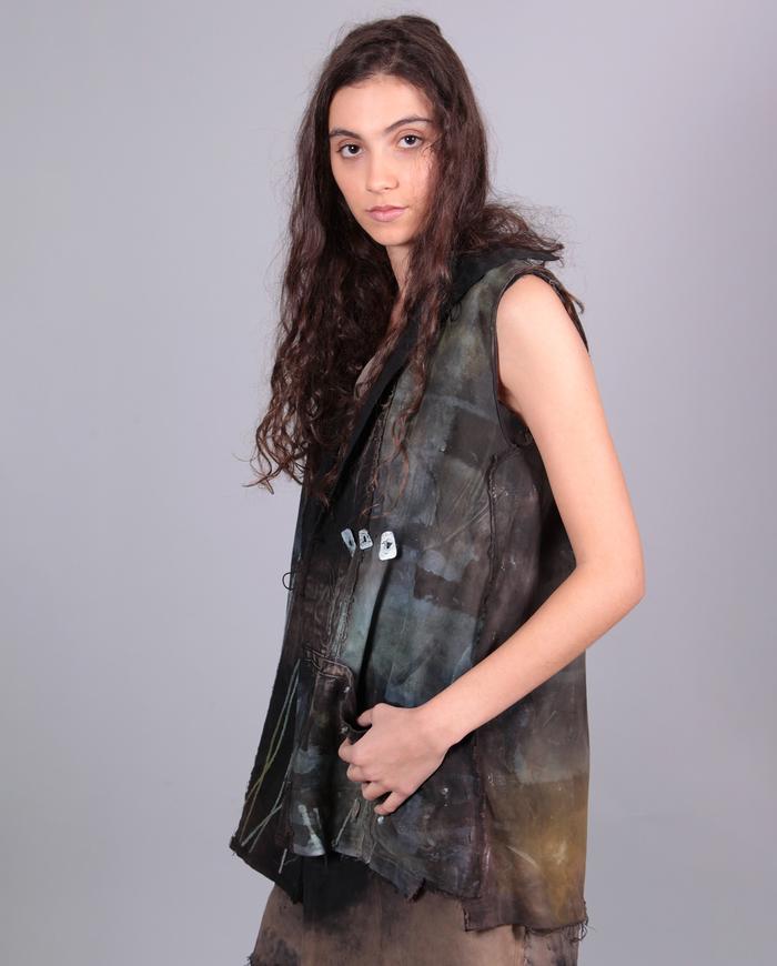 'grass is bluer' distressed modern vest