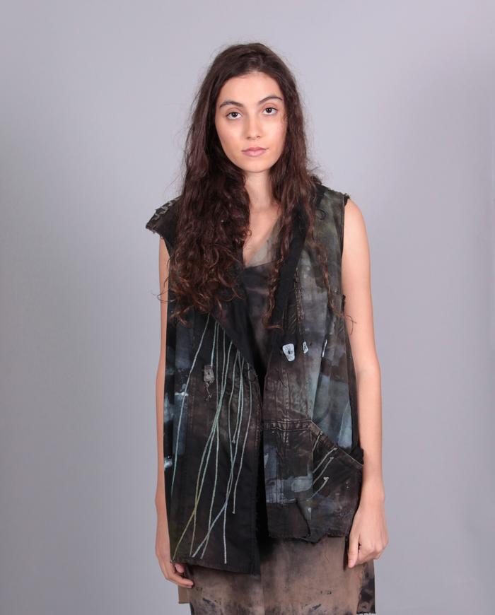 'grass is bluer' distressed modern vest