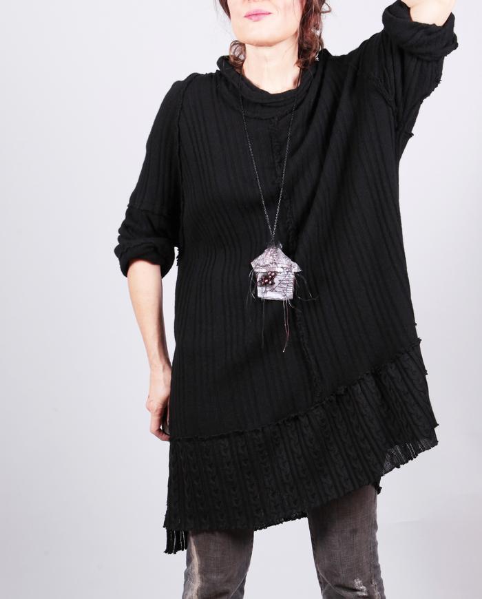 'wrap me in cozy' long oversized black cashmere sweater dress