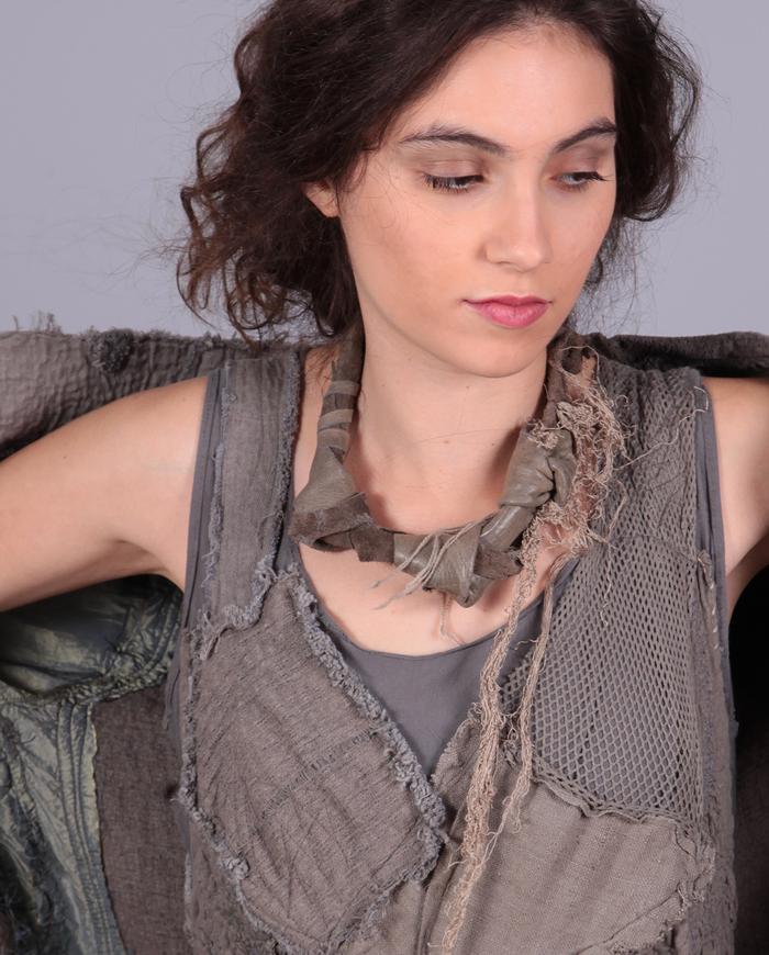 'knotted waterfall' leather necklace