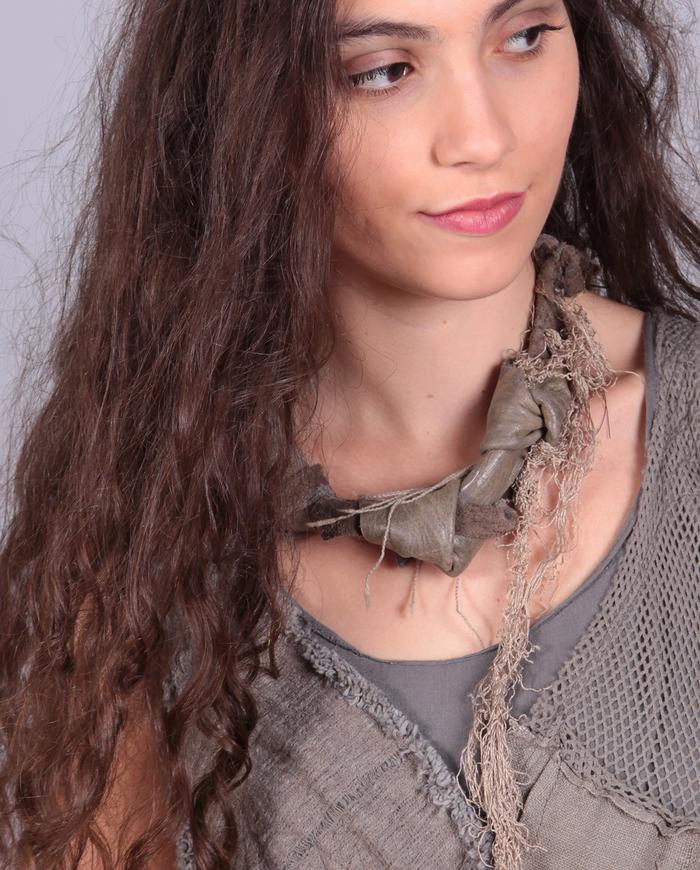 'knotted waterfall' leather necklace