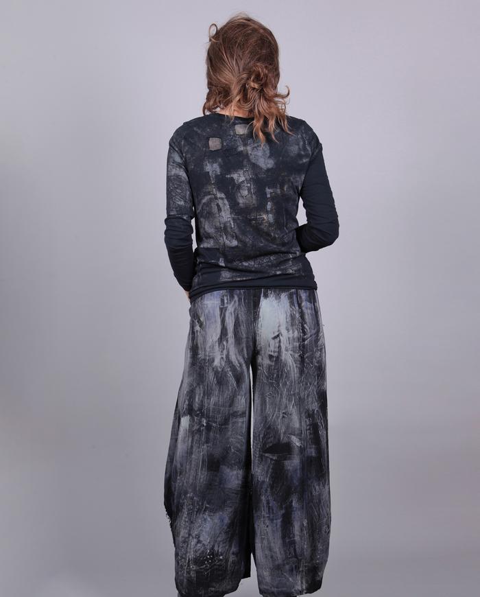 distressed hand-painted pants