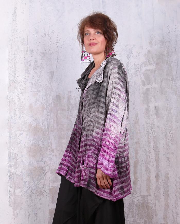 magenta ombre textured crinkled jacket