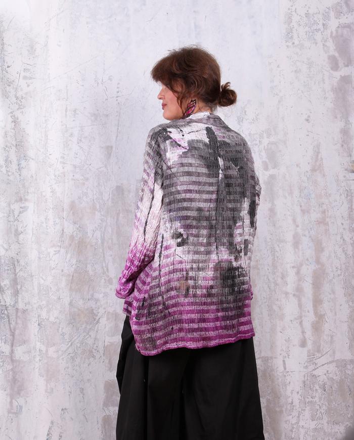 magenta ombre textured crinkled jacket