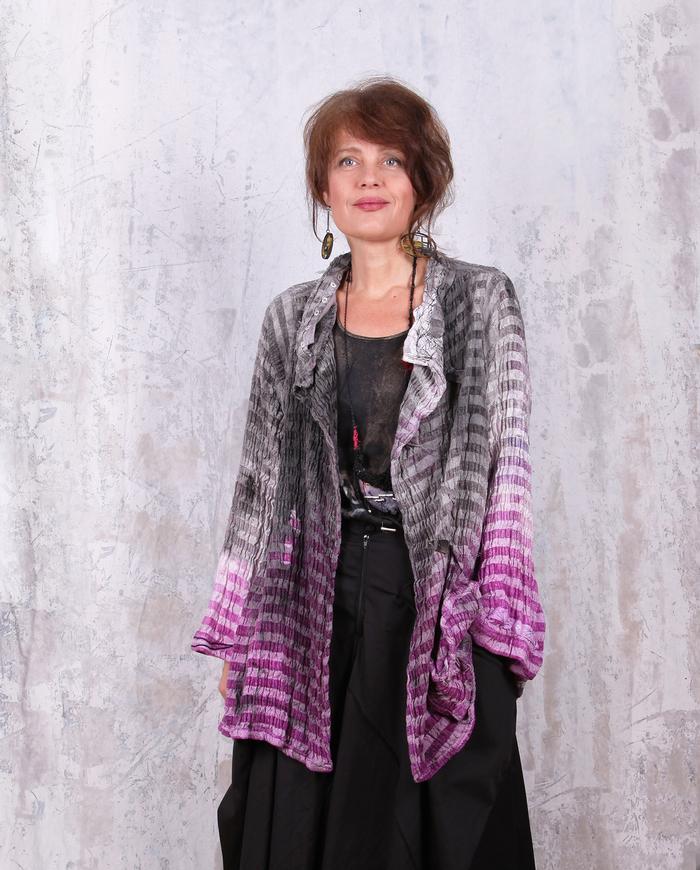 magenta ombre textured crinkled jacket