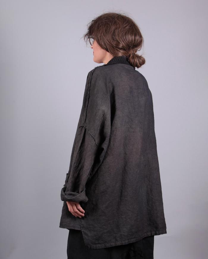 'easy cool' relaxed oversized Belgian linen asymmetrical jacket