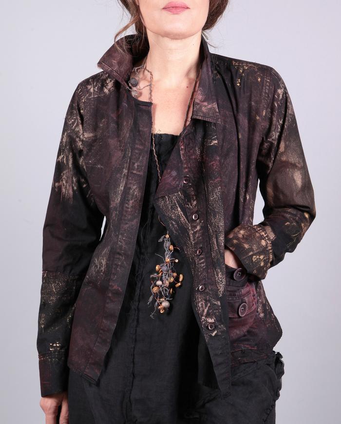 'gold age' hand-painted asymmetrical shirt/jacket