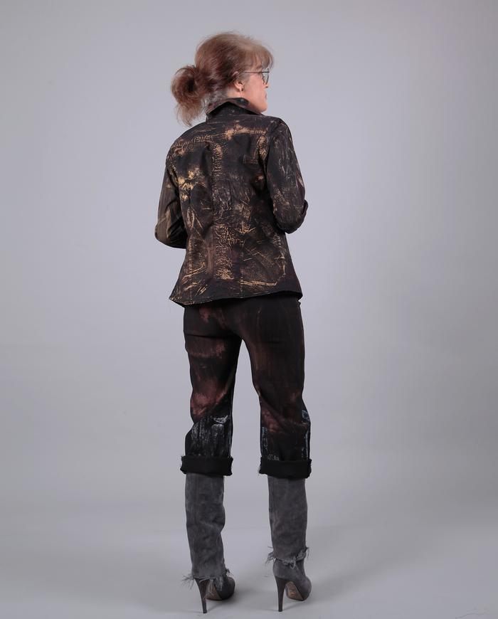 'gold age' hand-painted asymmetrical shirt/jacket