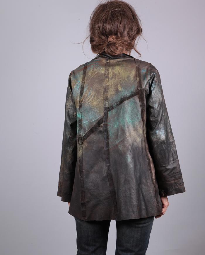 'dragonfly' hand-painted lightweight lambskin jacket