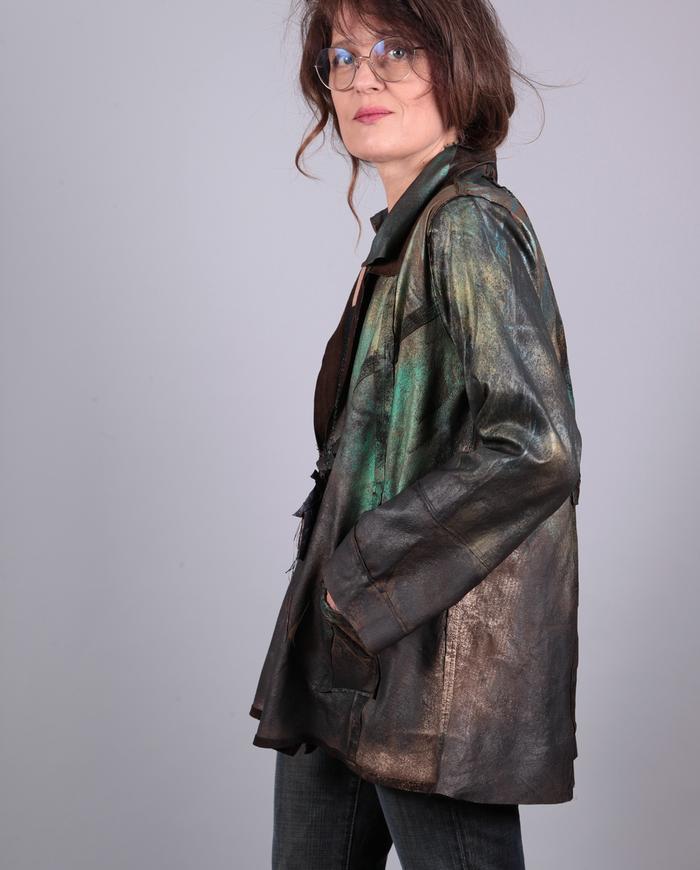 'dragonfly' hand-painted lightweight lambskin jacket