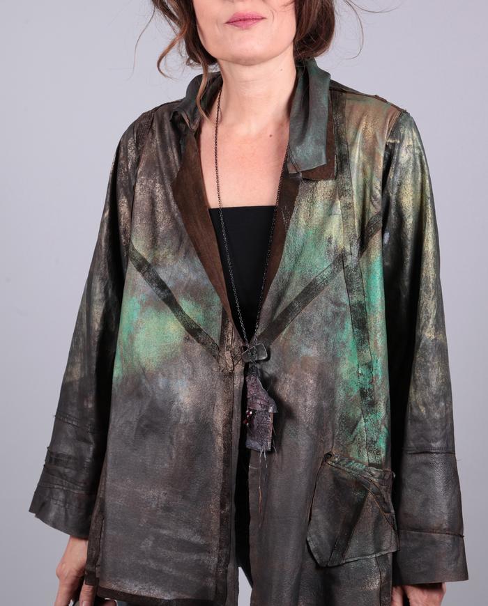 'dragonfly' hand-painted lightweight lambskin jacket