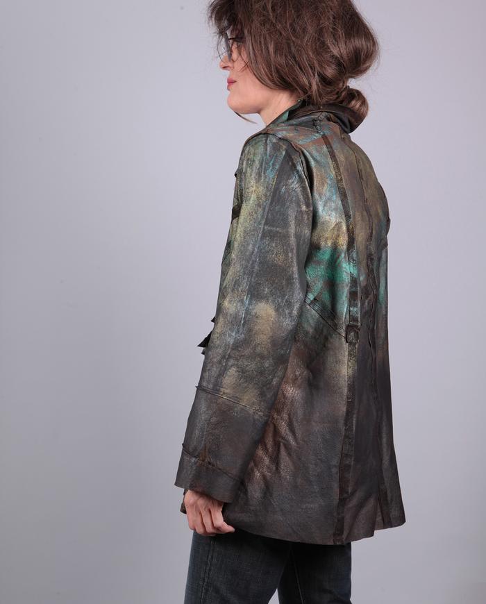 'dragonfly' hand-painted lightweight lambskin jacket