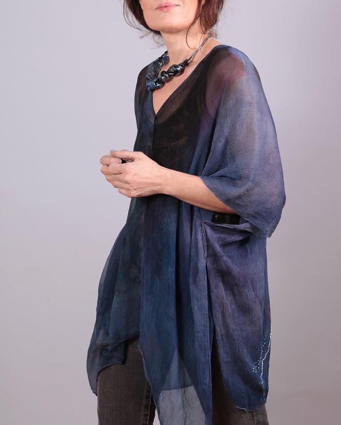 'almost poncho' one-size sheer silk overlay tunic