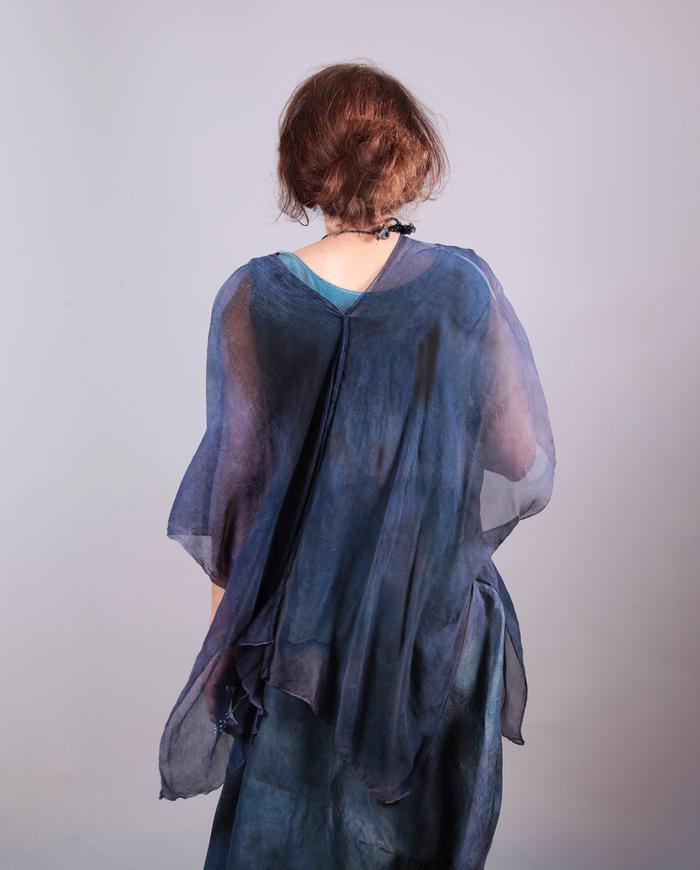 'almost poncho' one-size sheer silk overlay tunic