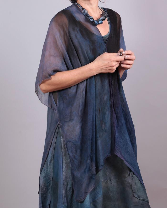 'almost poncho' one-size sheer silk overlay tunic