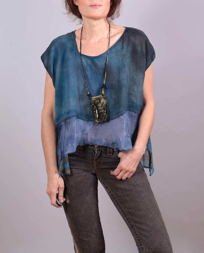 cropped mixed silks easy layering top