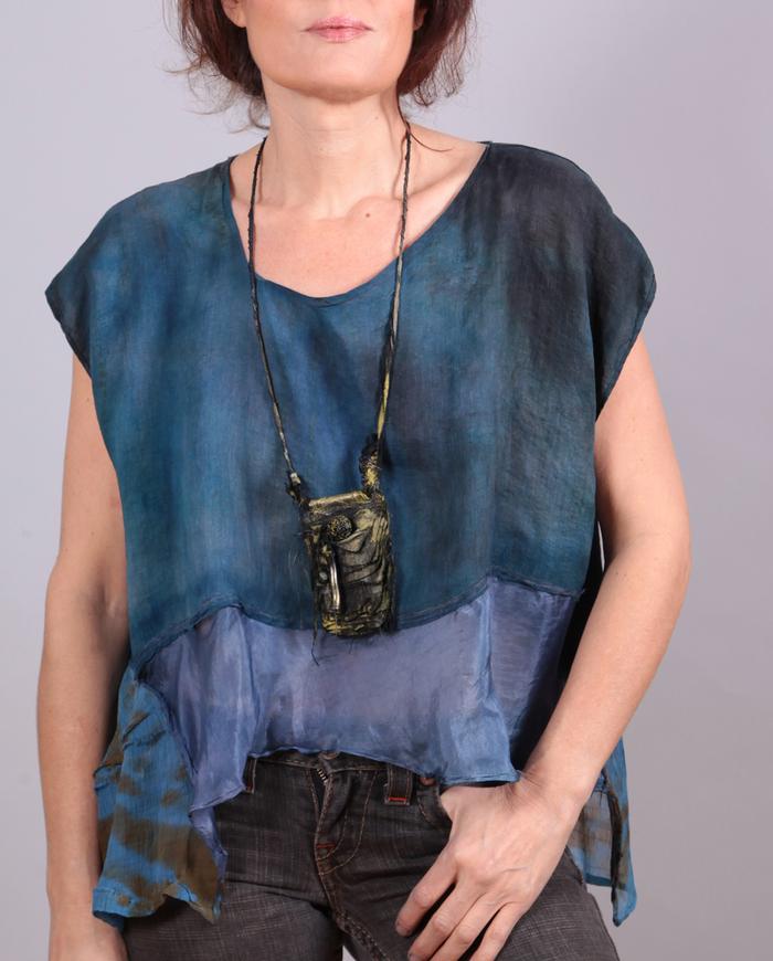 cropped mixed silks easy layering top